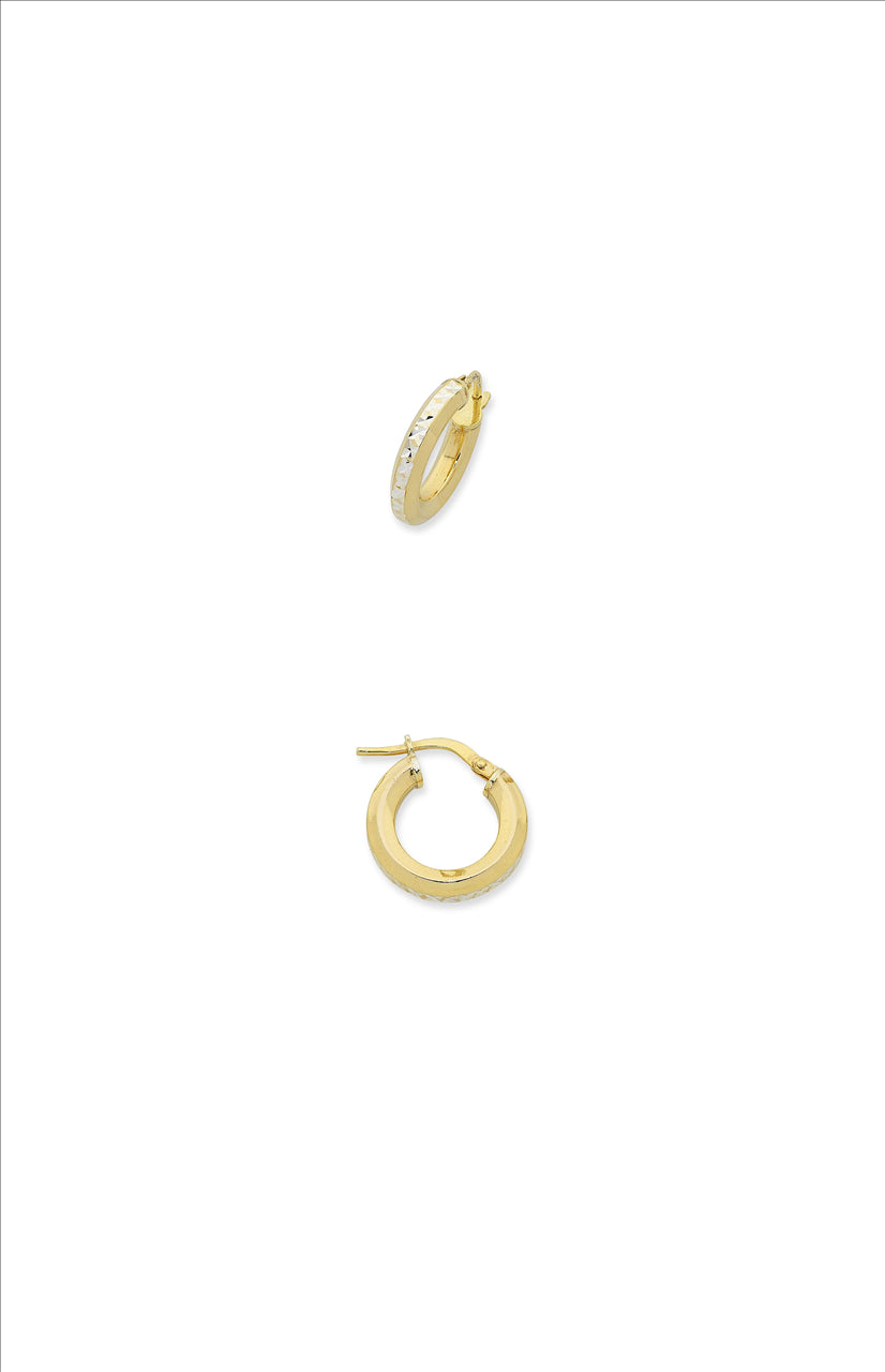 9ct Gold Silver Filled Pattern Hoop Earrings - 16mm.