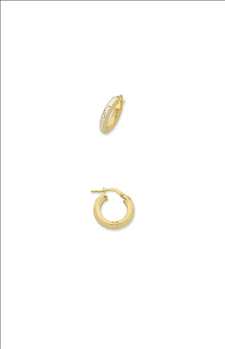 9ct Gold Silver Filled Pattern Hoop Earrings - 16mm.