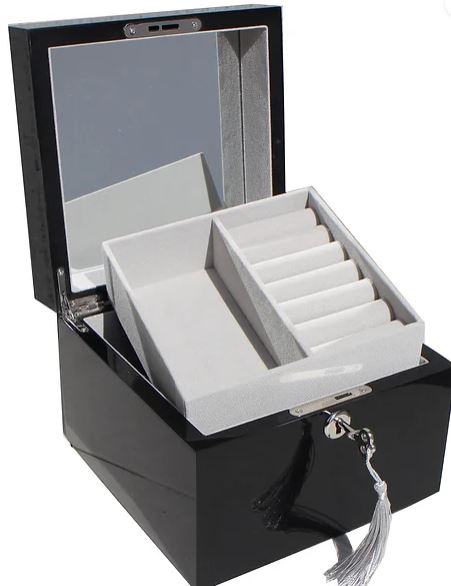 Square Wood Finish Jewellery Box Black – Speirs Jewellers