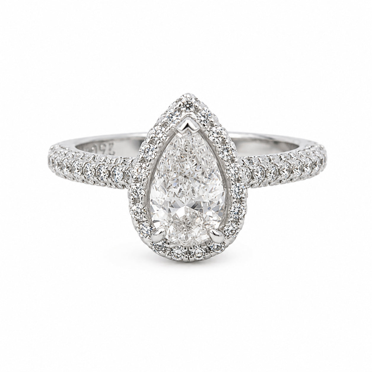Pear Diamond Halo Ring