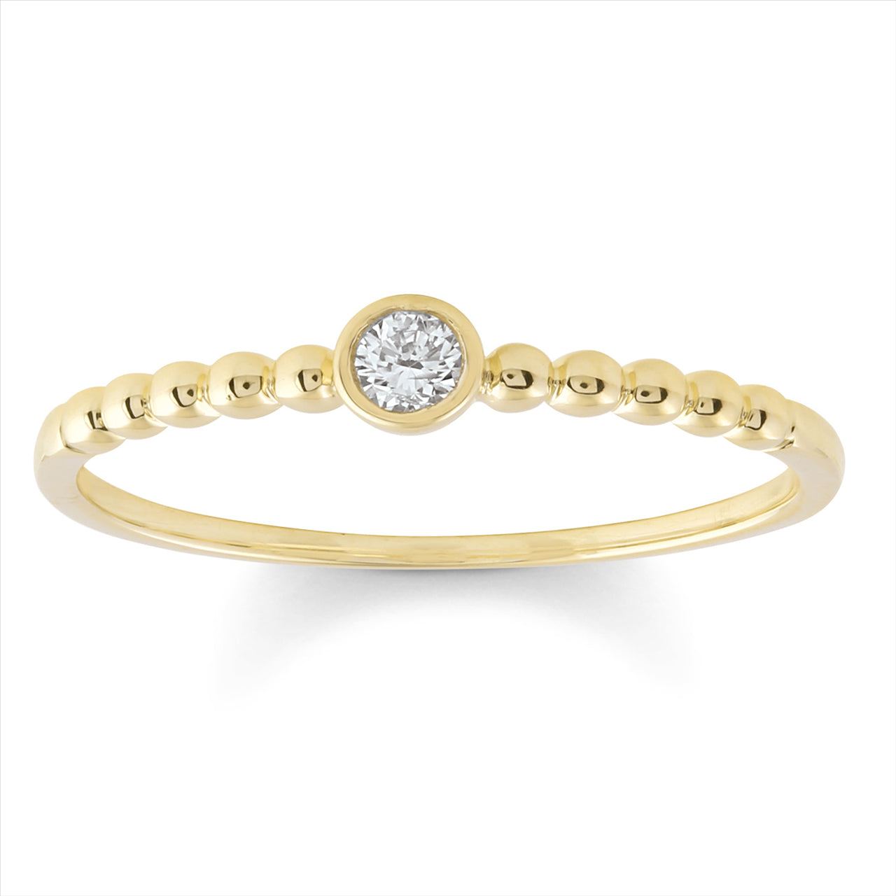 9ct Yellow Gold Diamond RBC Bezel Textured Band Ring HI/I1