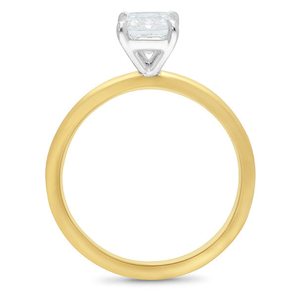 18Ct Yellow & White Gold Emerald Cut Lab-Grown Diamond Ring – 1.5Ct