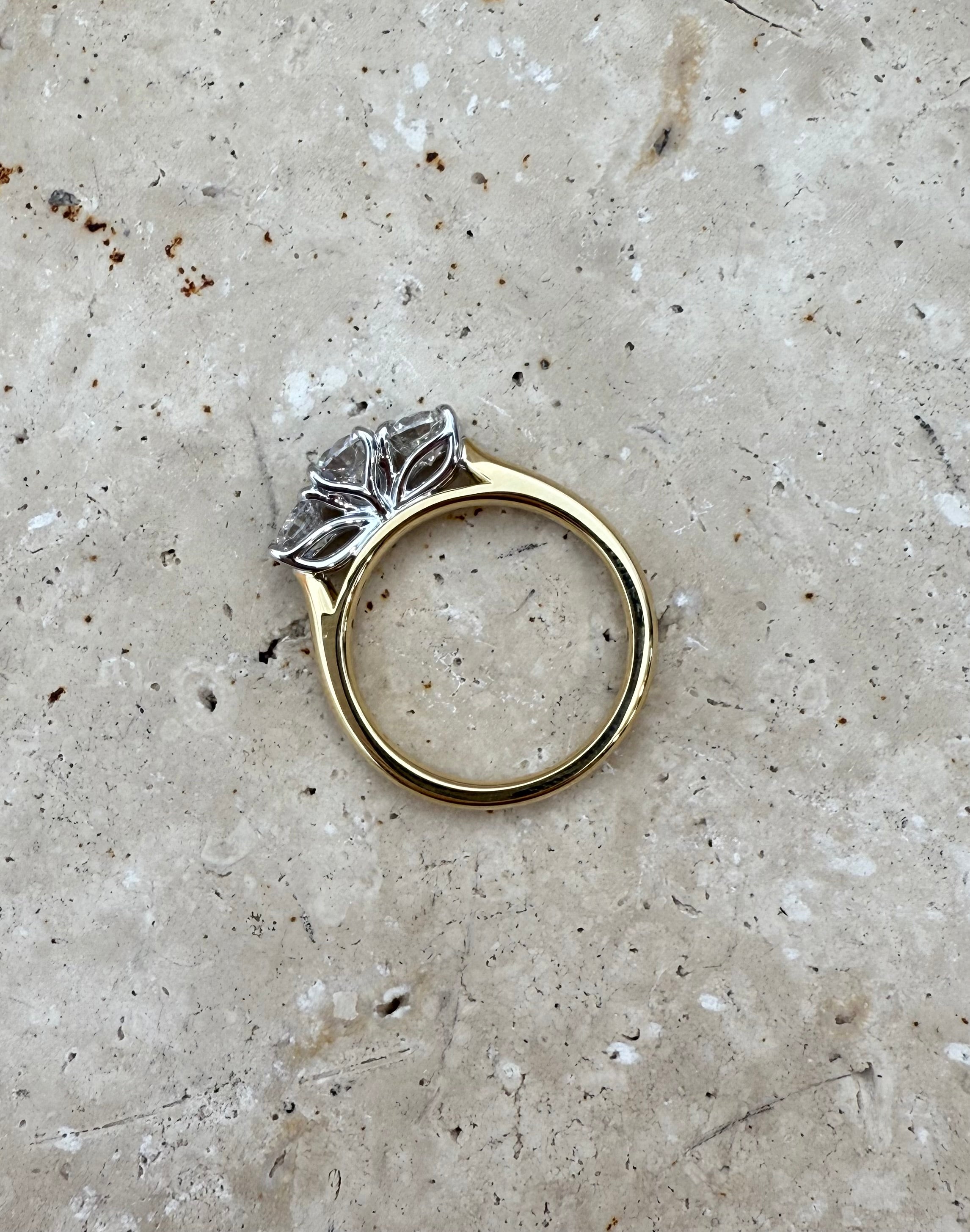 Elegant 18ct Yellow & White Gold Diamond Trilogy Ring – 1.55ct Total