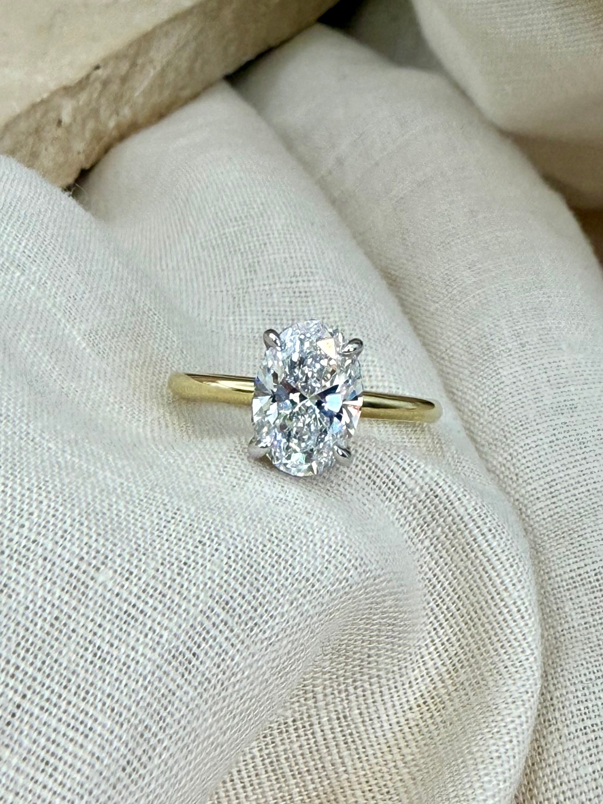 Yellow Gold 2.04ct Oval Engagement Ring with Hidden Halo