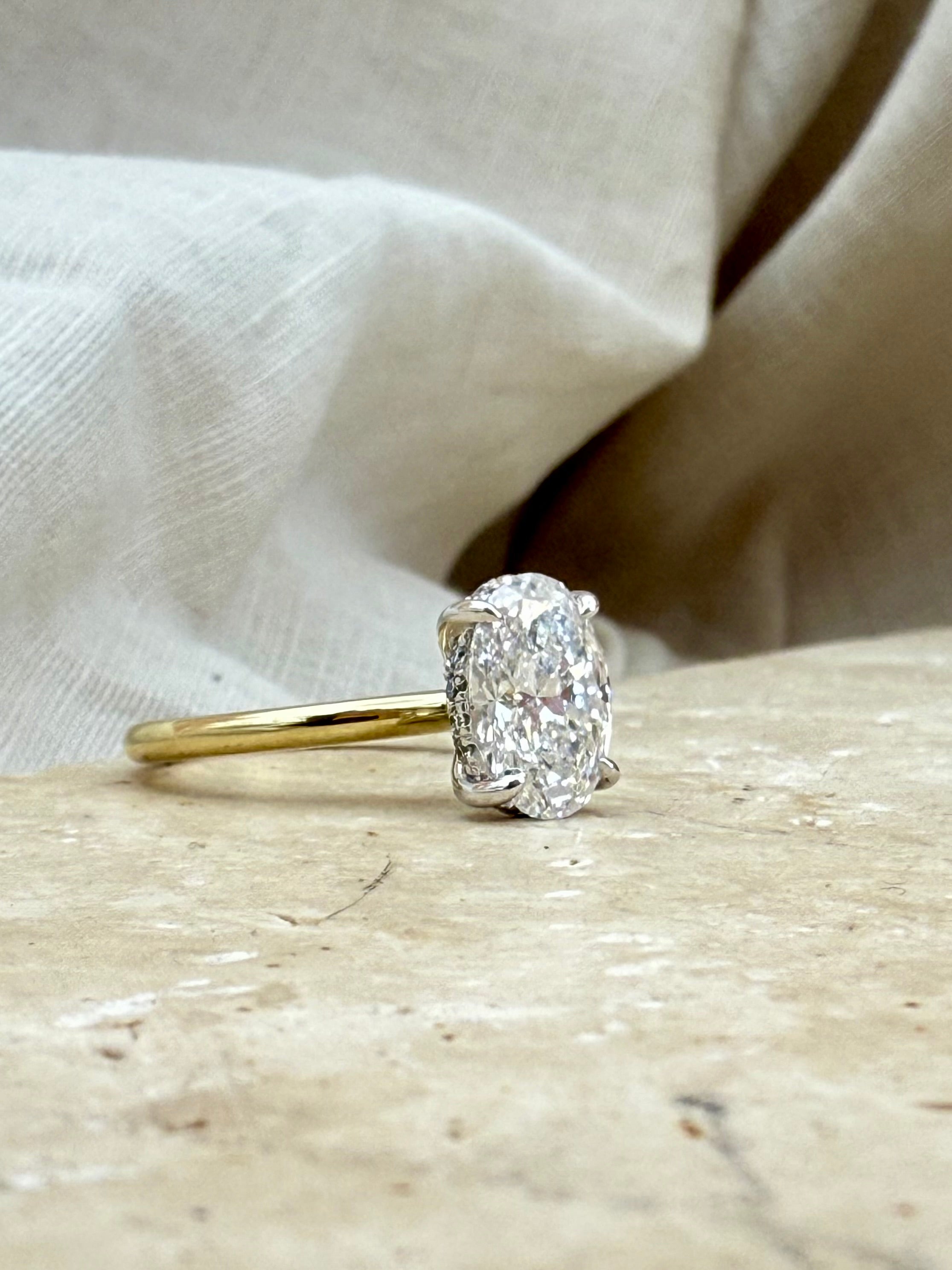 Yellow Gold 2.04ct Oval Engagement Ring with Hidden Halo