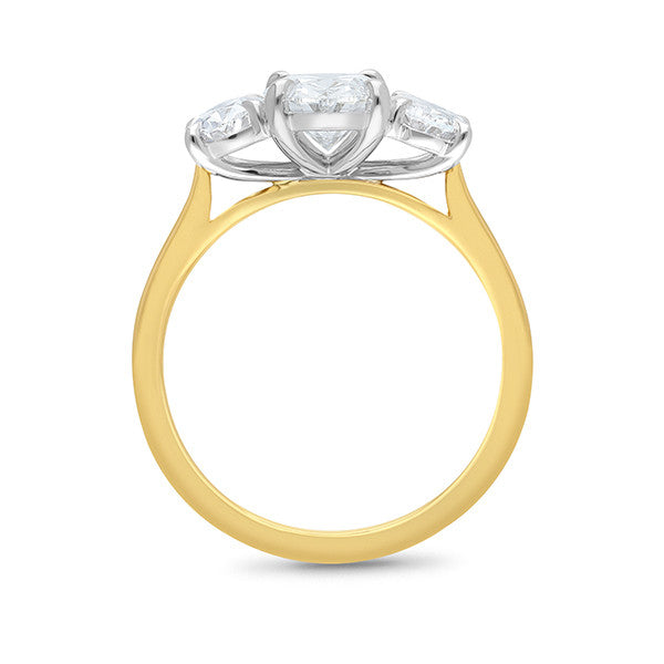 18Ct Yellow & White Gold Lab-Grown Oval Diamond Ring (2.5Ct Tdw)