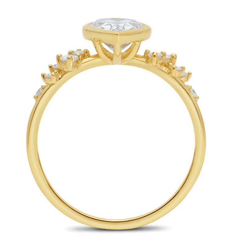 9ct Yellow Gold Lab-Grown Bezel Set Pear Diamond Ring – 1.68ct Total Diamond Weight