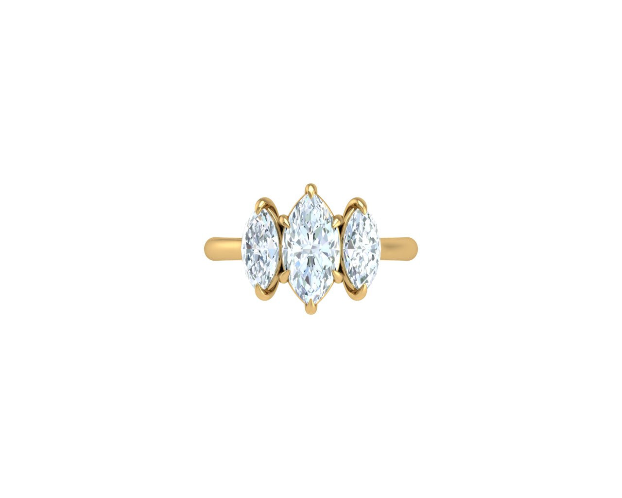 9Ct Yellow Gold Lgd Marquise Trilogy Ring – 2.03Ct Total Diamond Weight