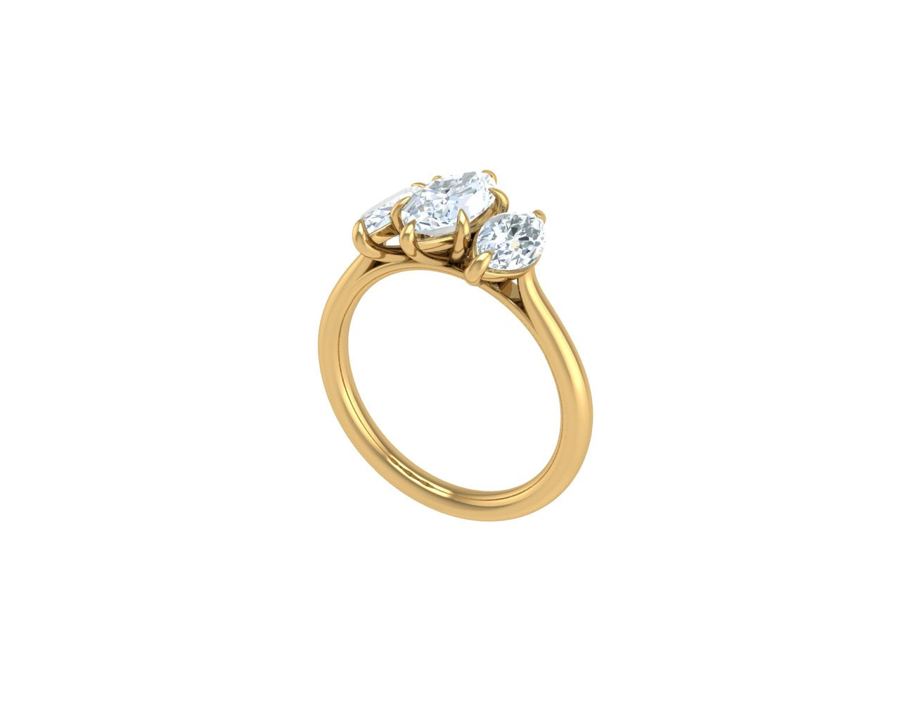 9Ct Yellow Gold Lgd Marquise Trilogy Ring – 2.03Ct Total Diamond Weight