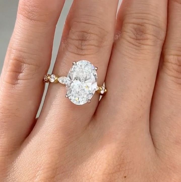 Oval Lab Diamond Hidden Halo Engagement Ring