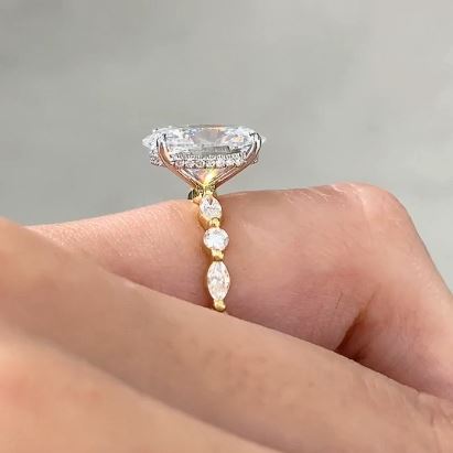 Oval Lab Diamond Hidden Halo Engagement Ring