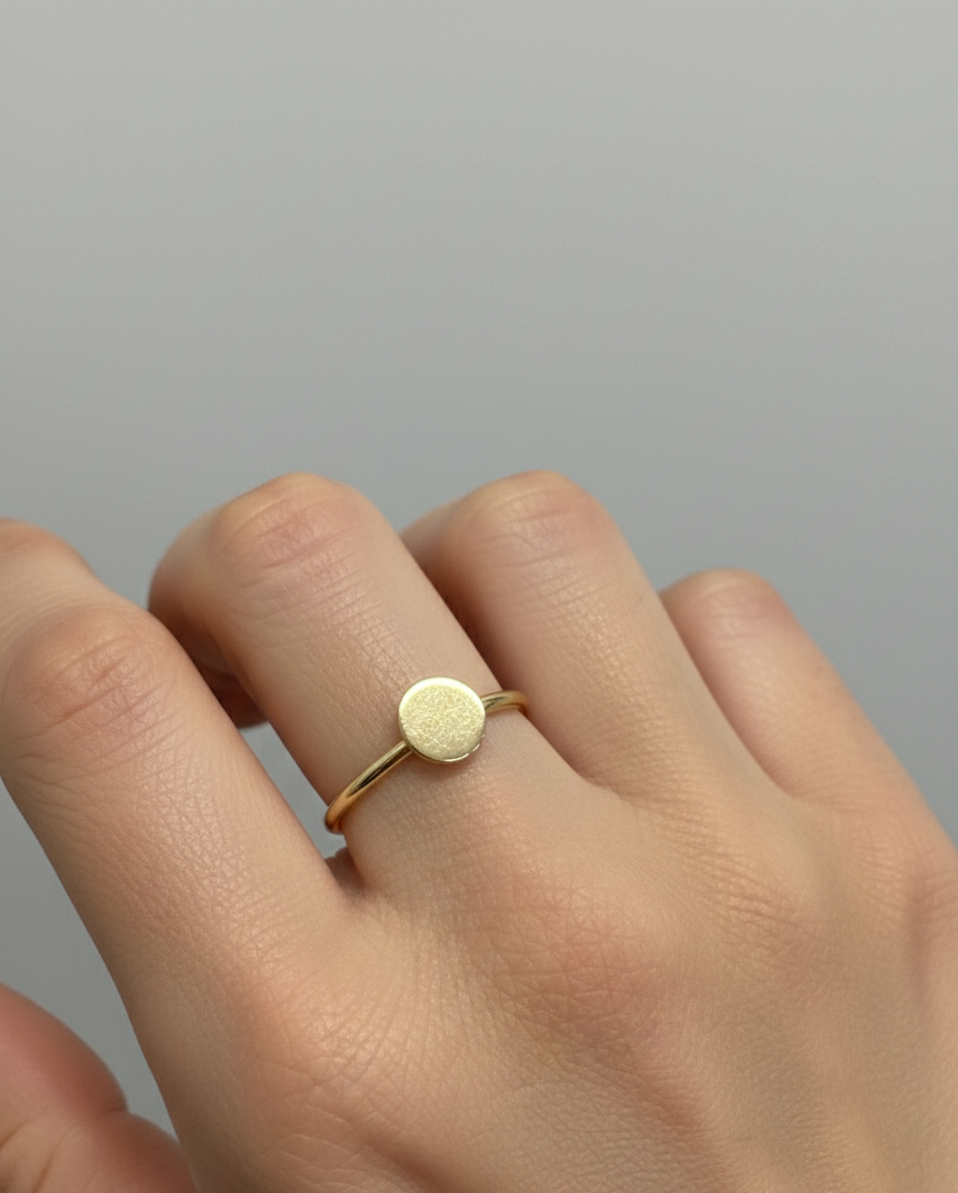 9ct Yellow Gold Round Disc Ring Personalised Engravable Ring