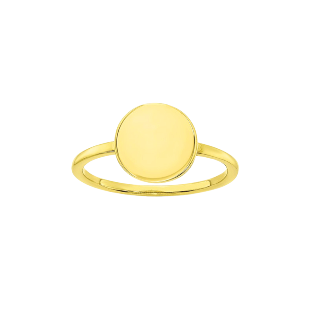 9ct Yellow Gold Round Disc Ring Personalised Engravable Ring