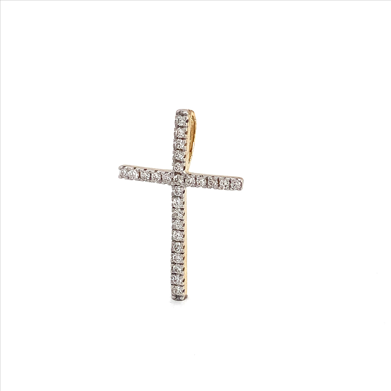 9ct Y/G Diamond Cross Pendant