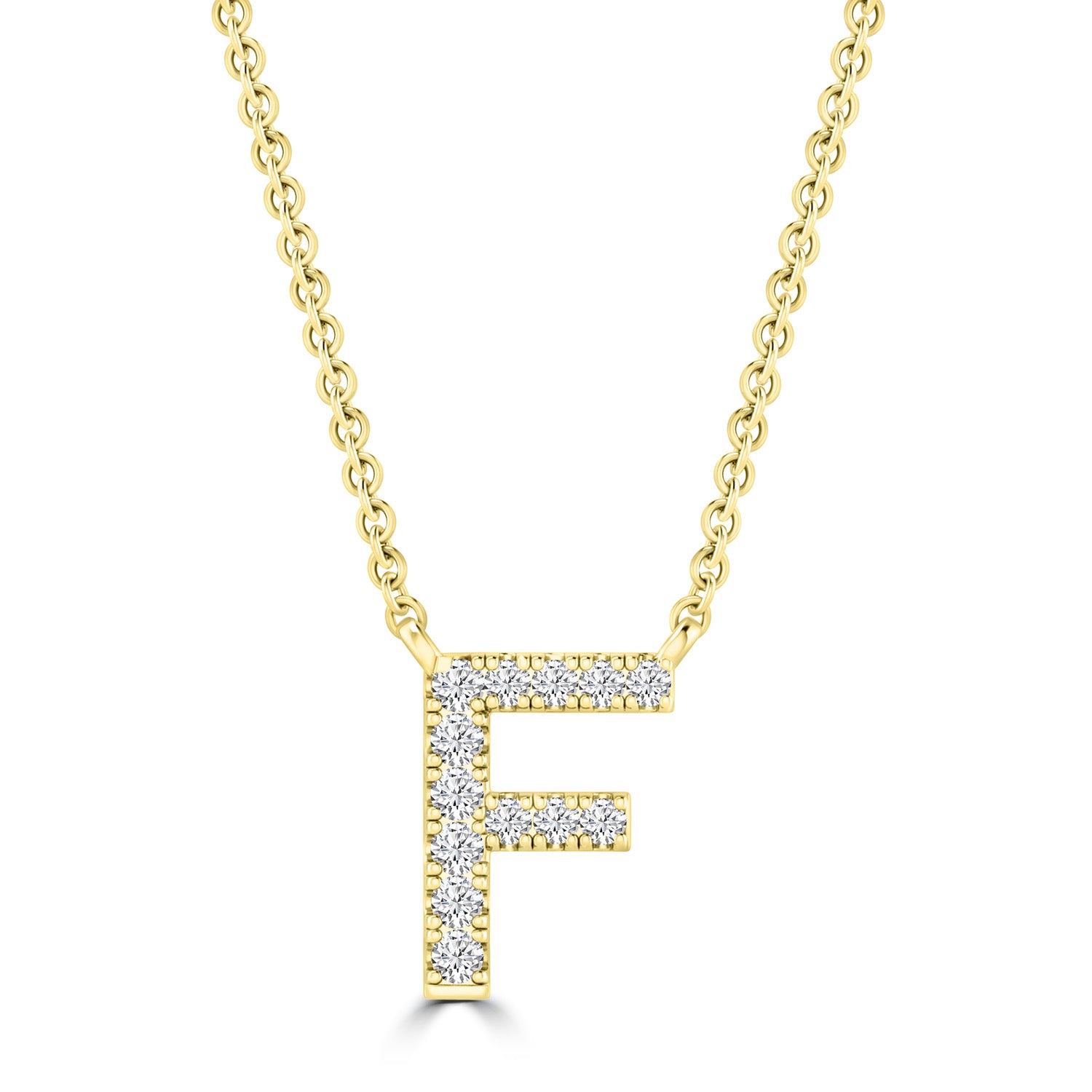 Initial 'F' Necklace With 0.06Ct Diamonds In 9K Yellow Gold -