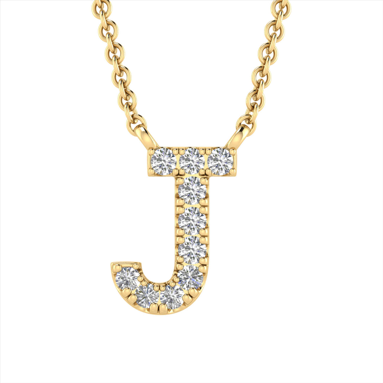 Initial 'J' Necklace with 0.09ct Diamonds in 9K Yellow Gold