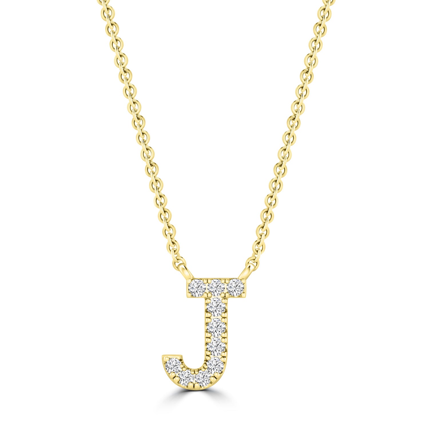 Initial 'J' Necklace with 0.09ct Diamonds in 9K Yellow Gold