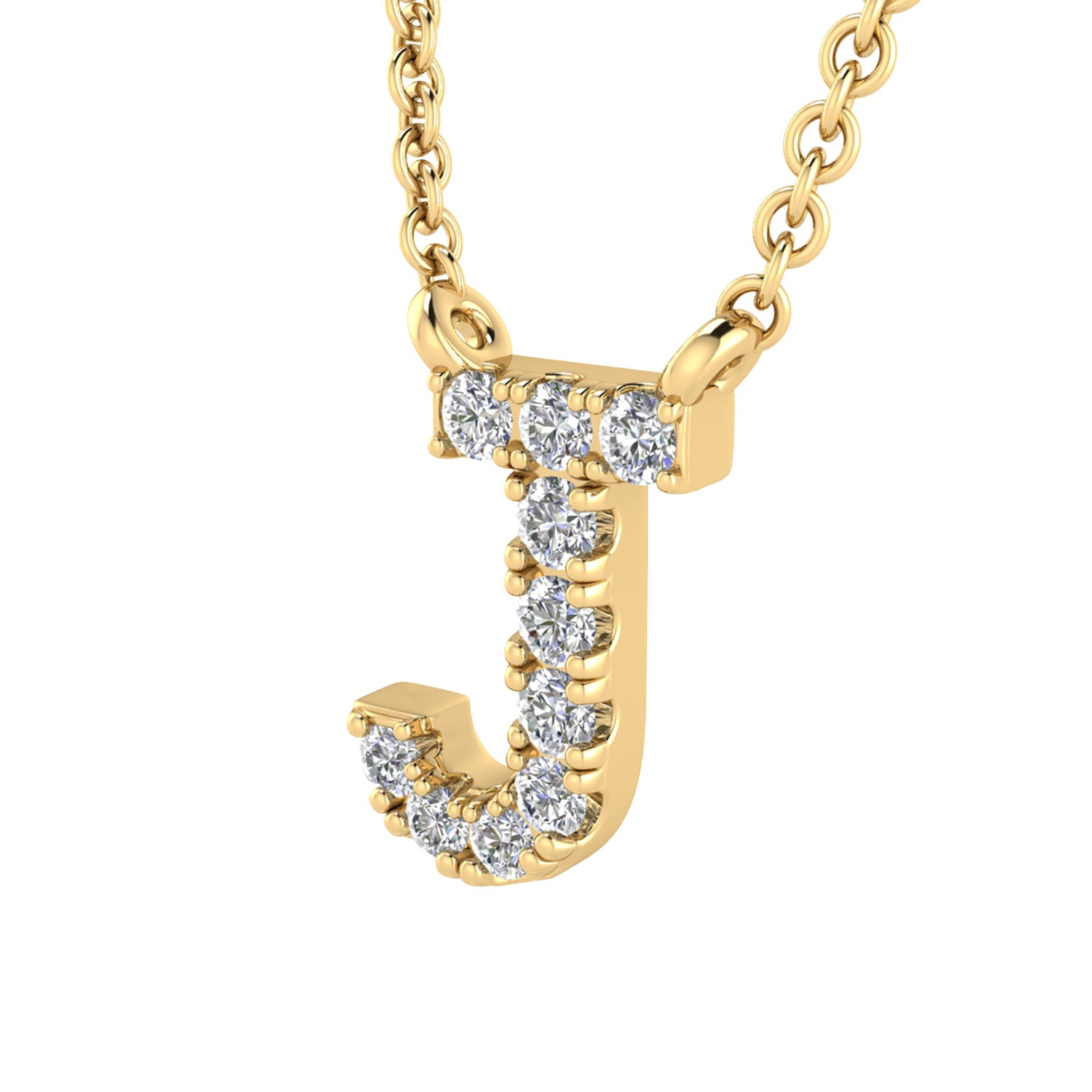 Initial 'J' Necklace with 0.09ct Diamonds in 9K Yellow Gold