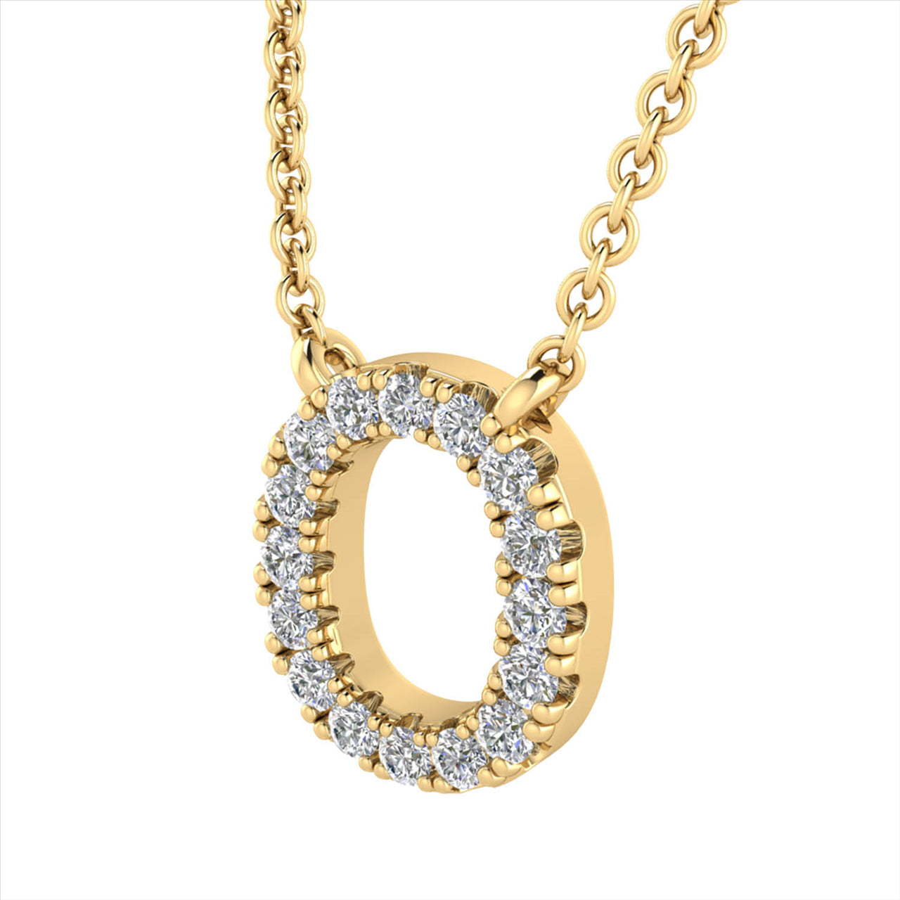 9ct Yellow Gold 'O' 0.09ct Hi I1 Diamond Necklace 40+5cm