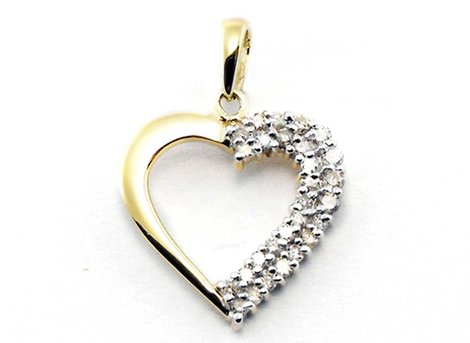 9k Yellow Gold Diamond Heart Pendant