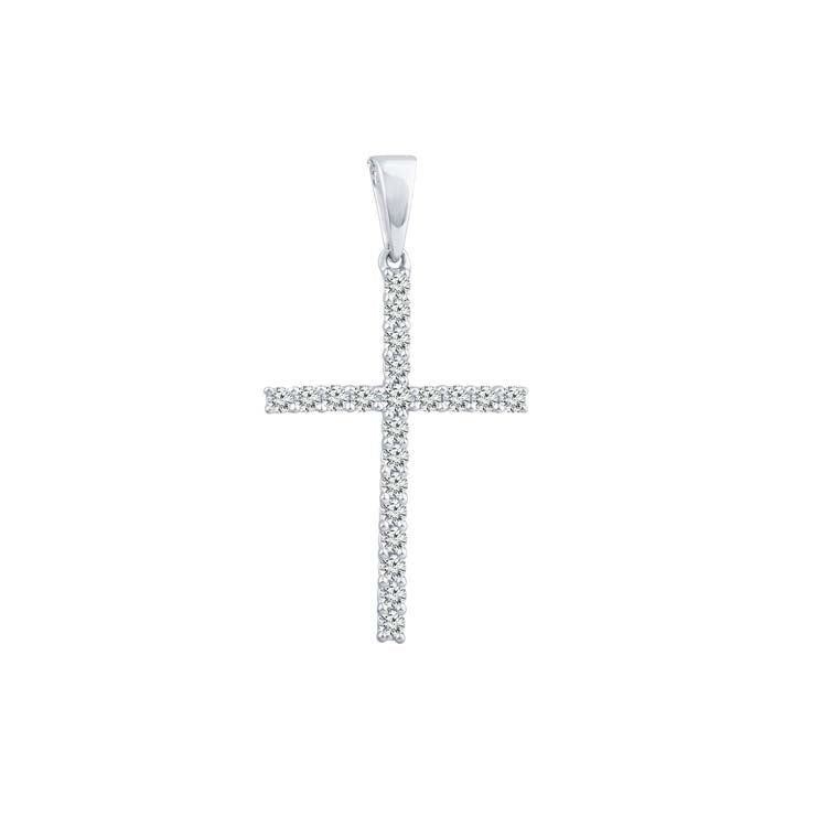 9ct W/G Diamond Cross Pendant