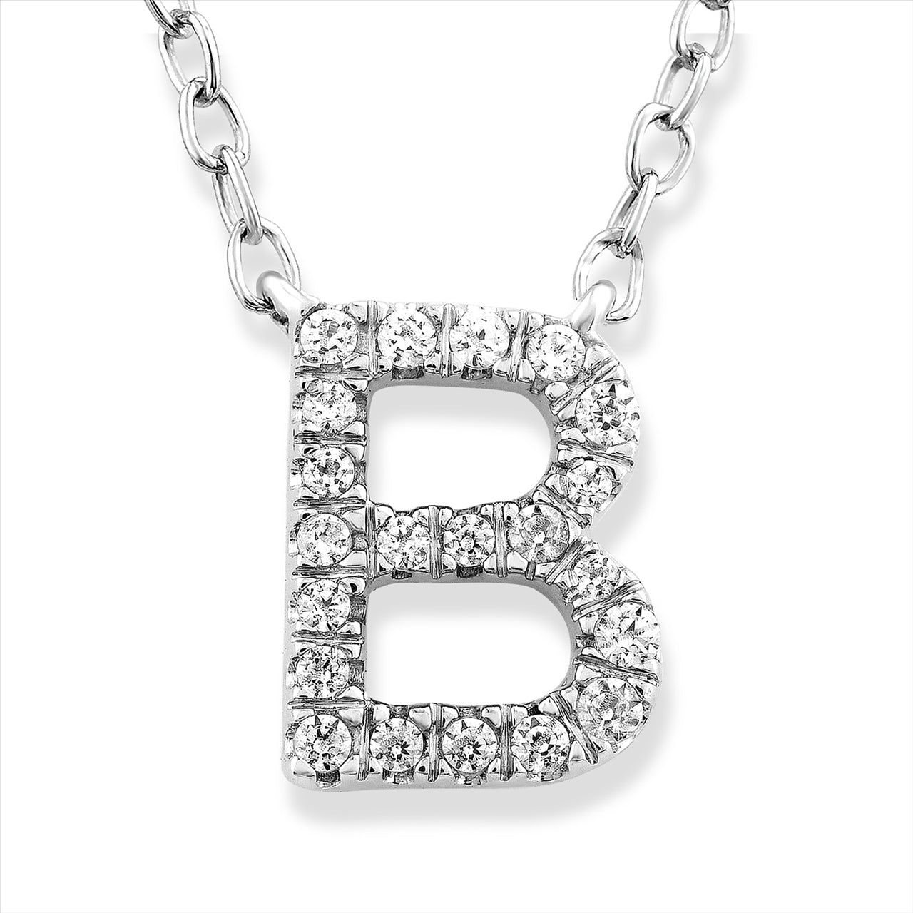 9ct W/G Diamond Initial Letter "B" 42+5cm