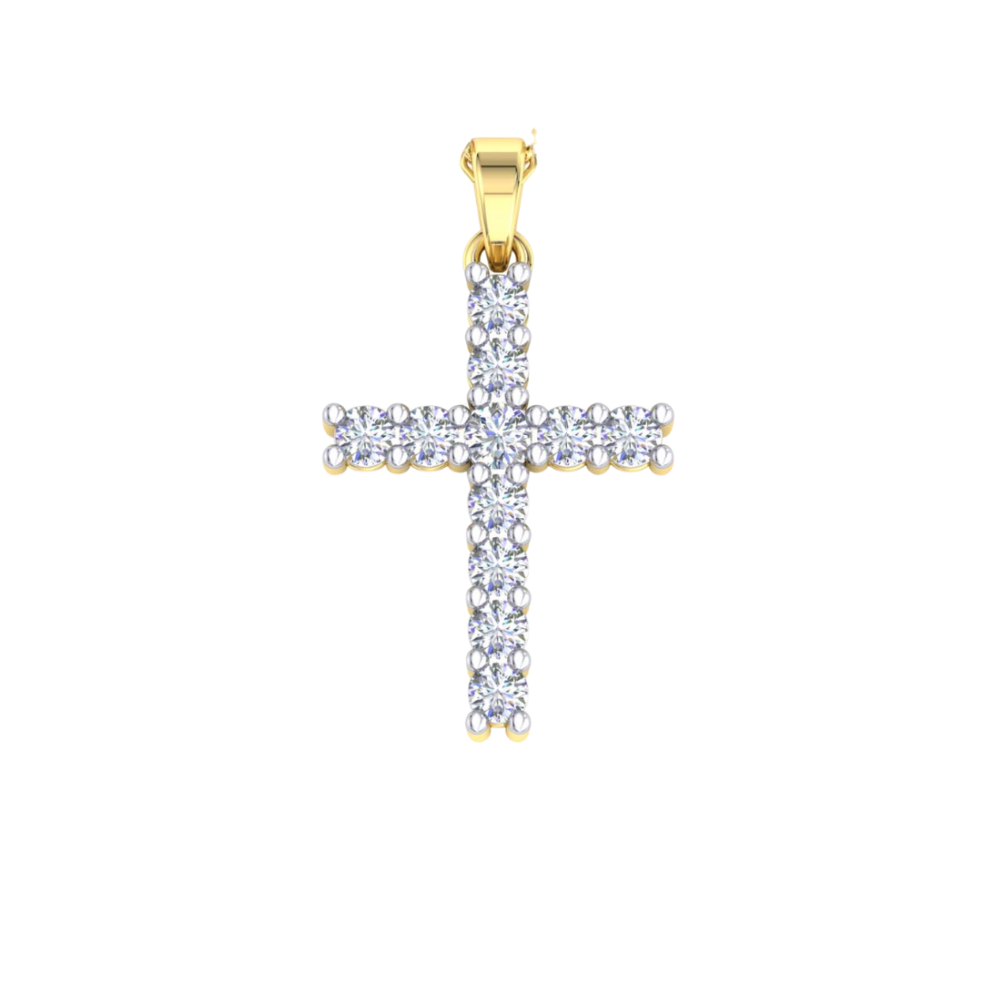 9Ct Yellow Gold 0.25Ct Diamond Cross Pendant