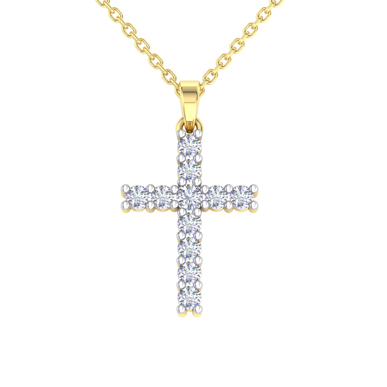 9Ct Yellow Gold 0.25Ct Diamond Cross Pendant