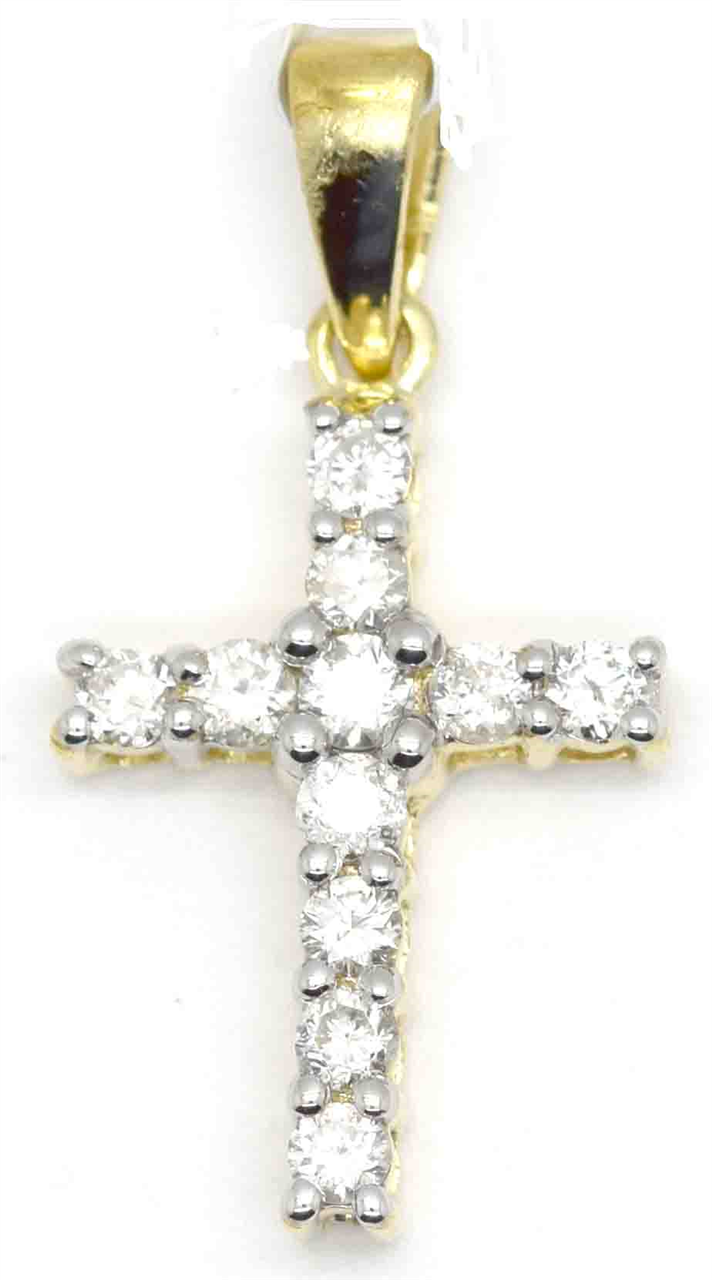 9Ct Yellow Gold 0.25Ct Diamond Cross Pendant