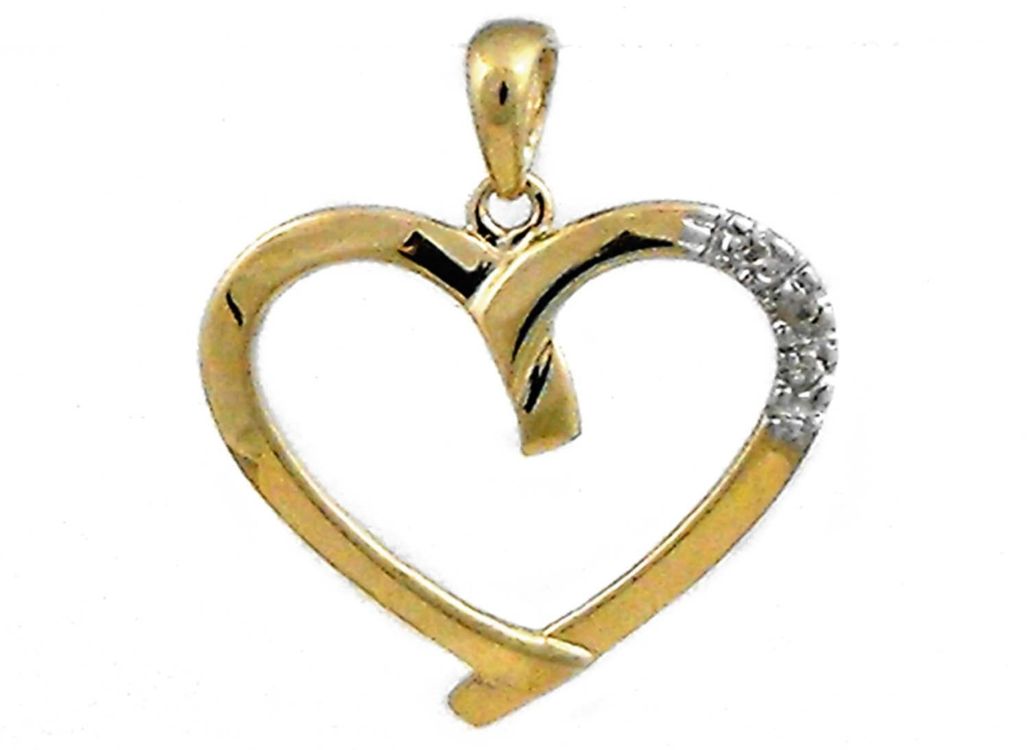 9k Yellow Gold Diamond Heart Pendant