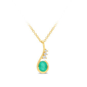Yellow Gold Emerald & Diamond Pendant