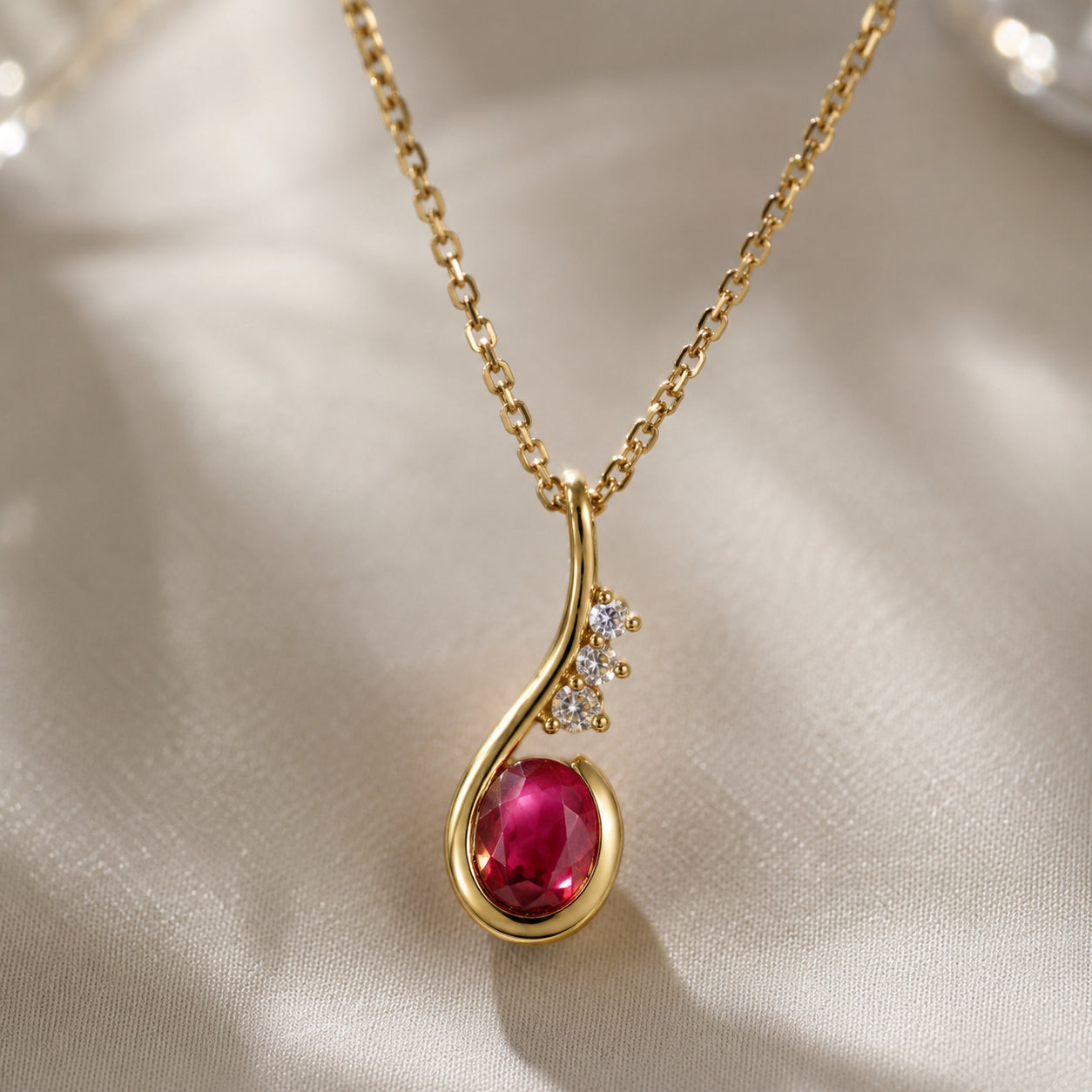 Gold Ruby & Diamond Pendant