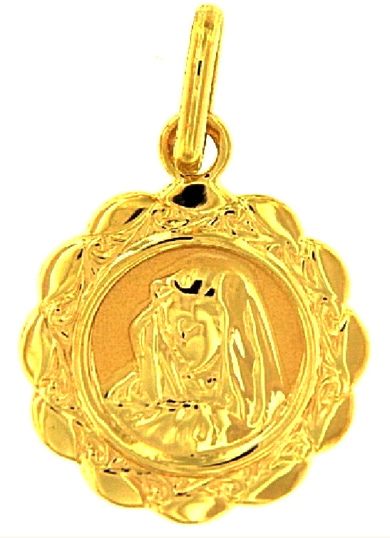 9ct Yellow Gold Medallion Pendant with Madonna