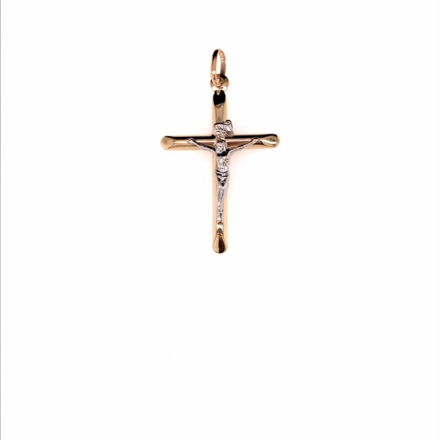 9ct 2 tone Italian Cross Pendant