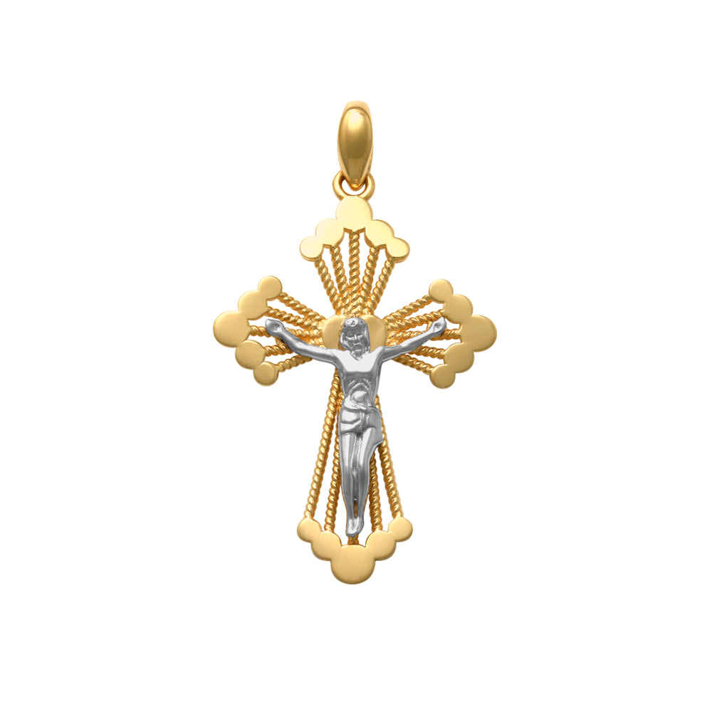 9ct Yg/Wg Fancy Crucifixion Pendant