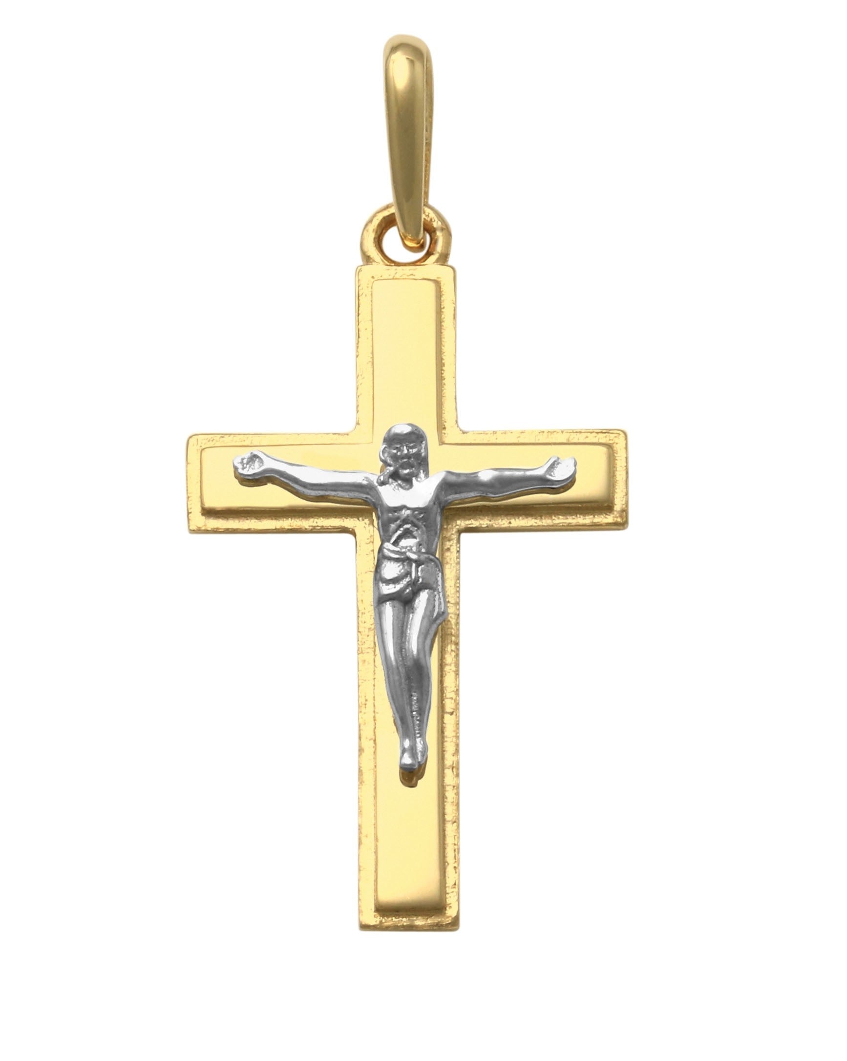 9ct 2 tone Yg/Wg Crucifixion Pendant