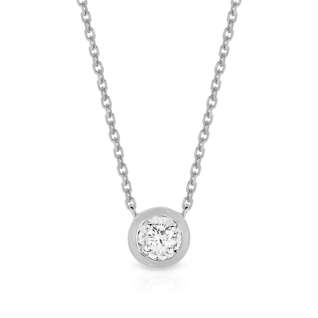 9Ct Wg Diamond Miracle Plate Necklet (42+3Cm) Tdw=0.04Ct Hi-I1