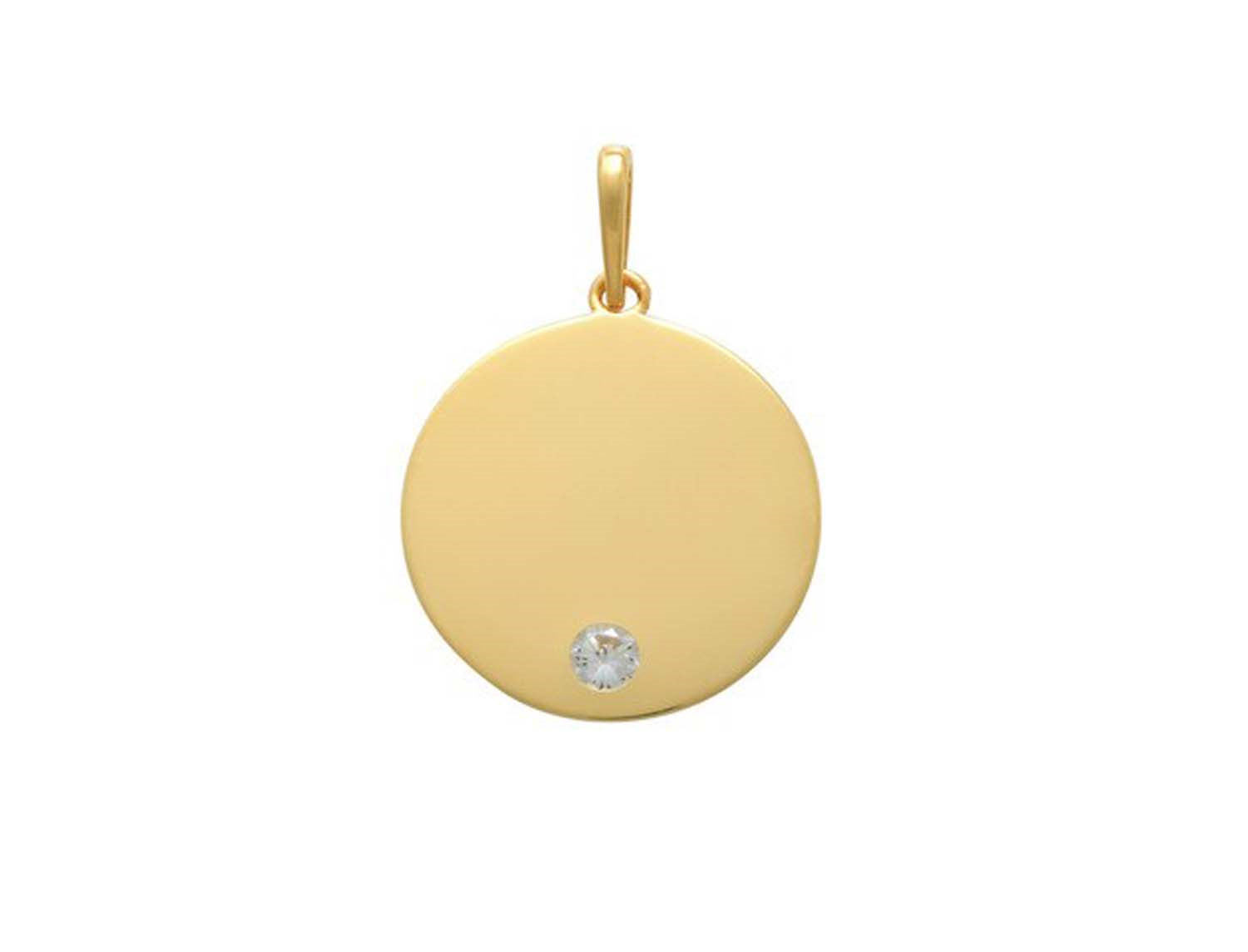 9k Yellow Gold Circle With Cubic Zirconium Pendant