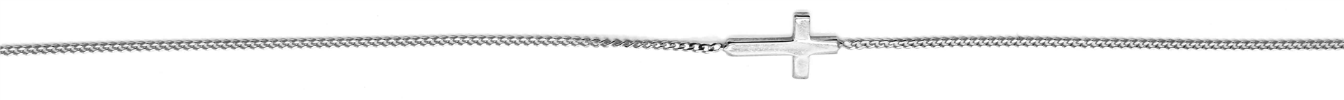 9K White Gold Curb Chain With Cross 45cm