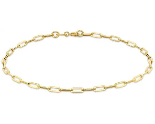 9K Yellow Gold Thin Paper Chain Bracelet