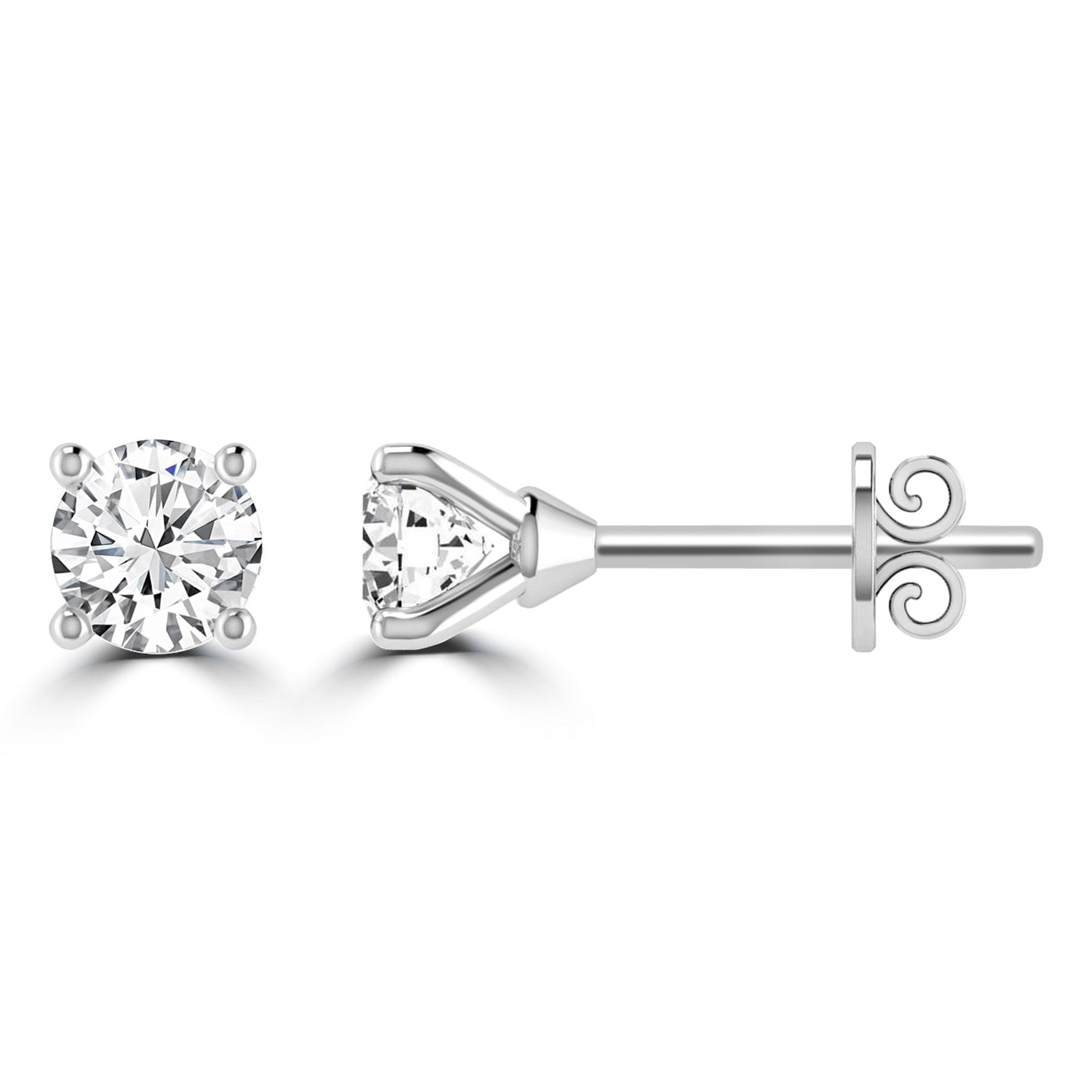 9ct White Gold Diamond Stud Earrings