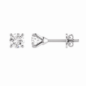 9ct White Gold 4 claw Diamond Stud Earrings