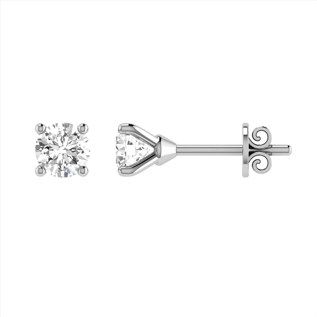 9ct White Gold 4 claw Diamond Stud Earrings
