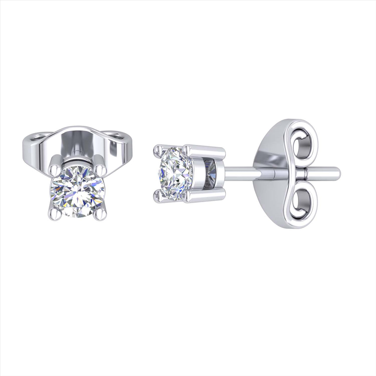 9ct W/G Diamond 4 Claw Stud Earrings TDW=0.20ct