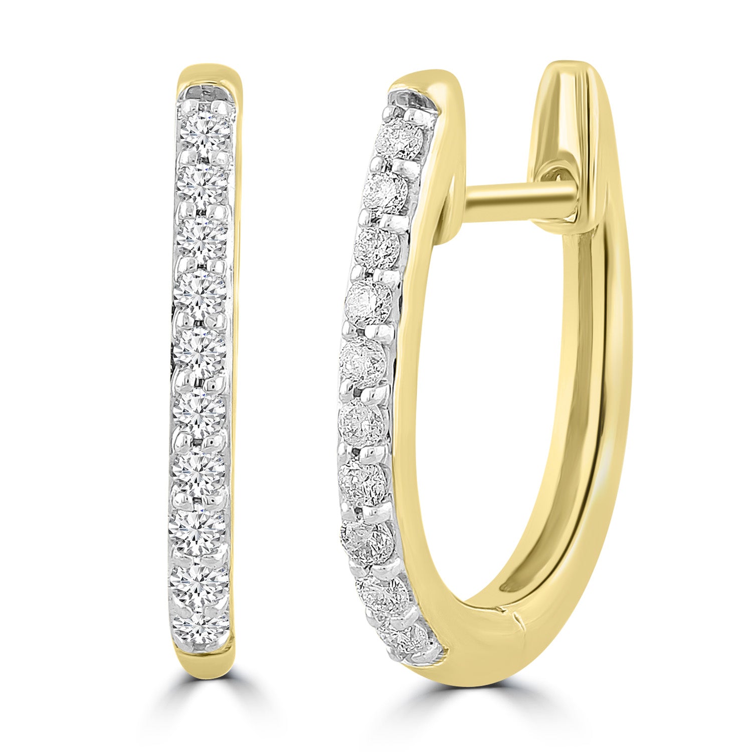 9ct Yellow Gold Diamond Huggie Earrings