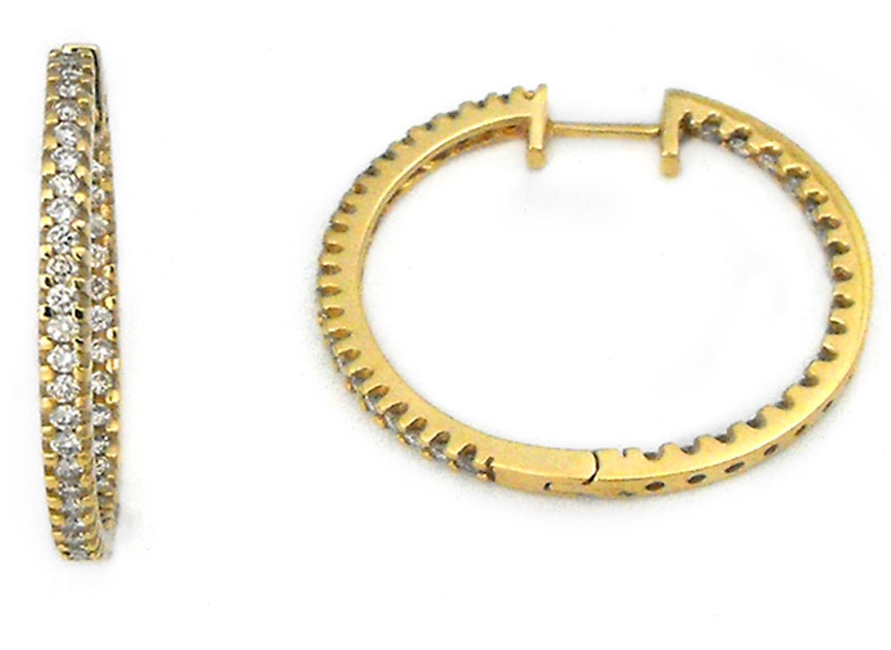 9ct Y/G Diamond Round Huggie Earrings 19mm Diameter Claw set