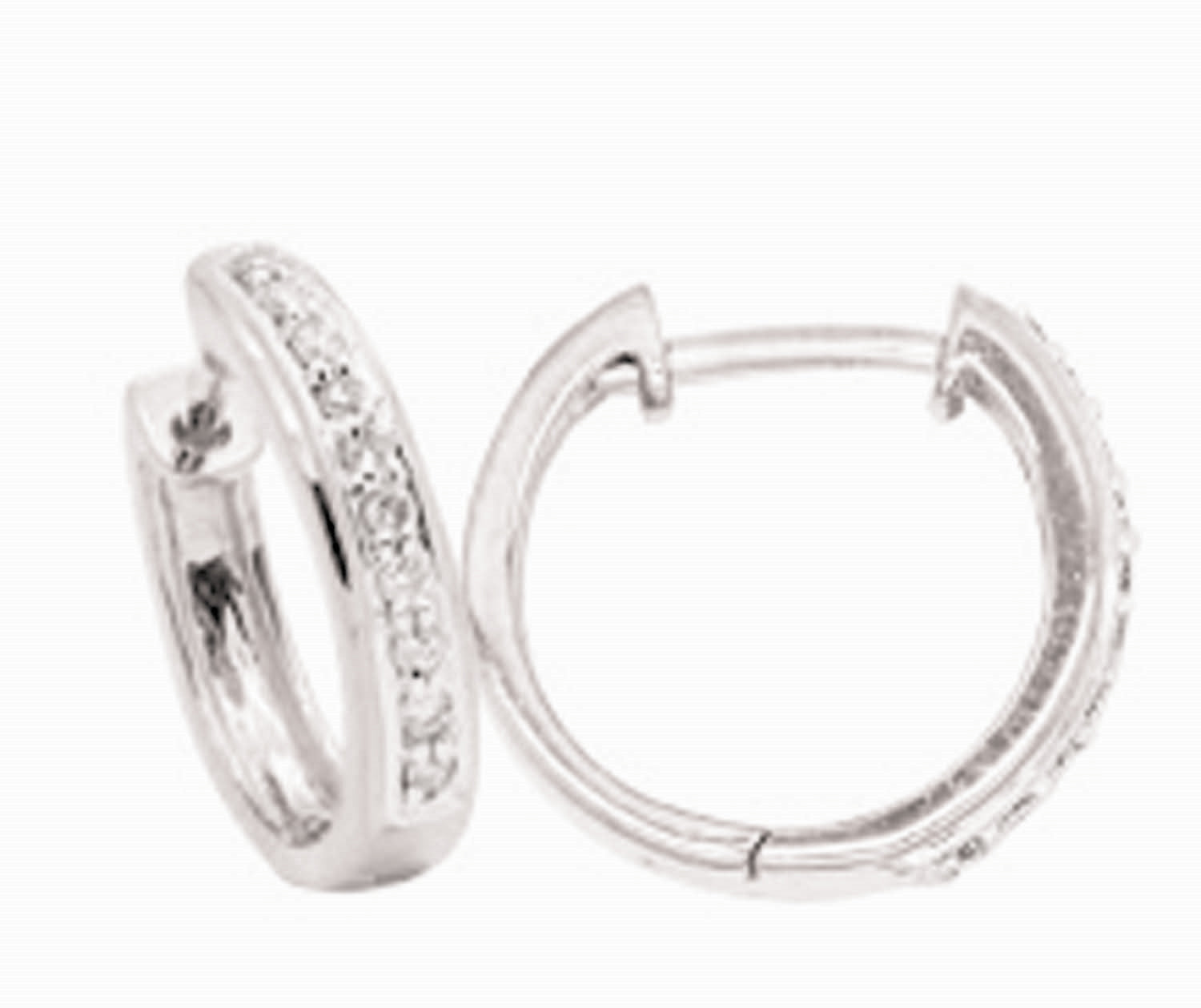 9Ct White Gold Diamond Round Huggie Earrings