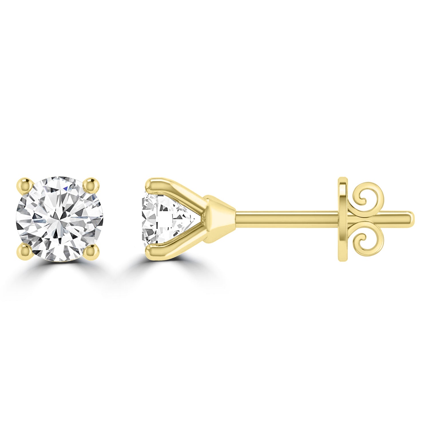 9K Yg 0.20Ct Gh I1 Dia 4 Claw Studs Screwbacks