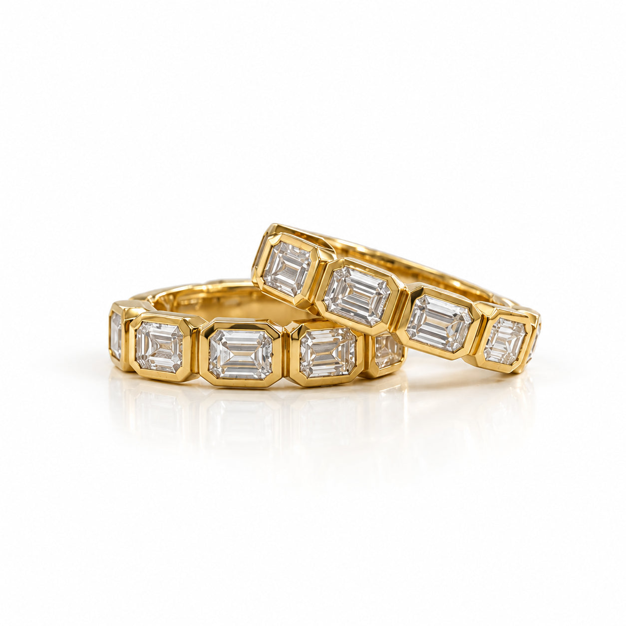 9Ct Yellow Gold Bezel Set Diamond Hoops