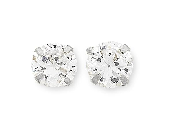 9ct W/G Cz Stud Earrings